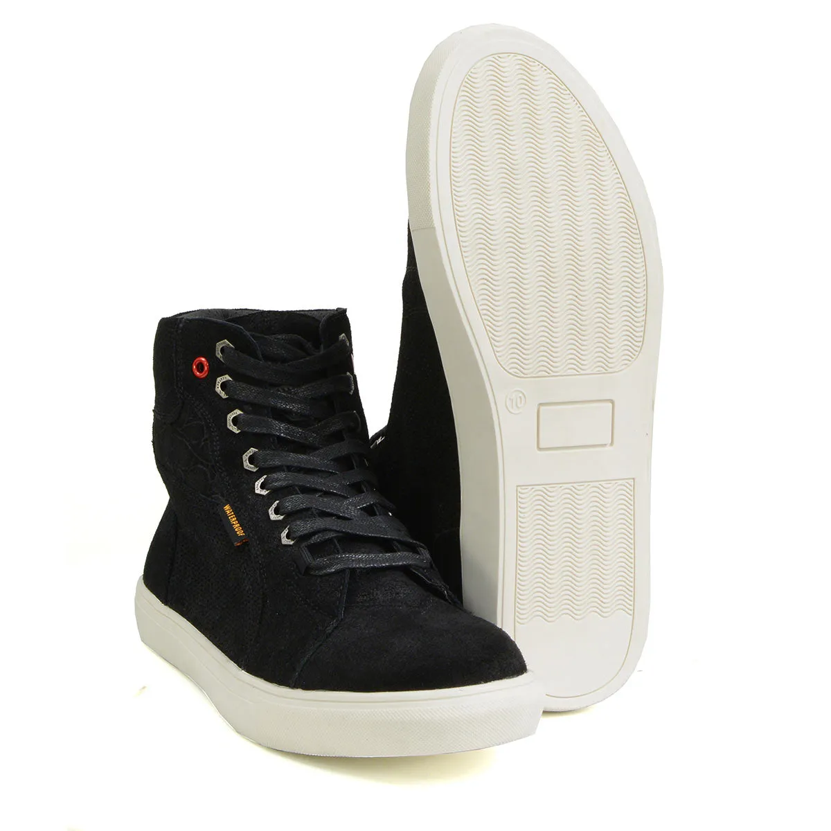 MBM9155 Men's Black Suede Reinforced Street Riding Waterproof Shoes with Ankle Support