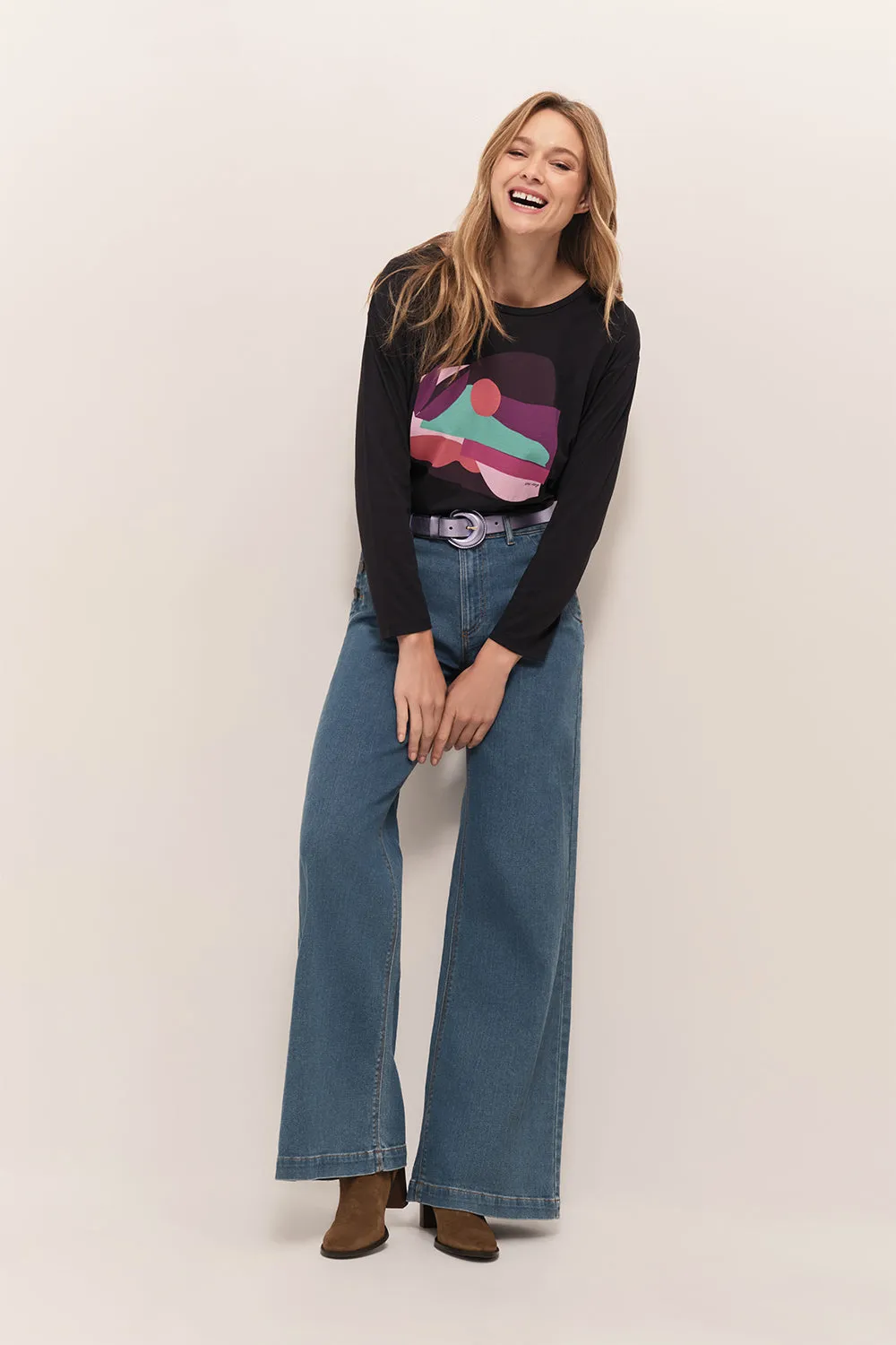 MEZZO - T-shirt marine visuel paysage abstrait