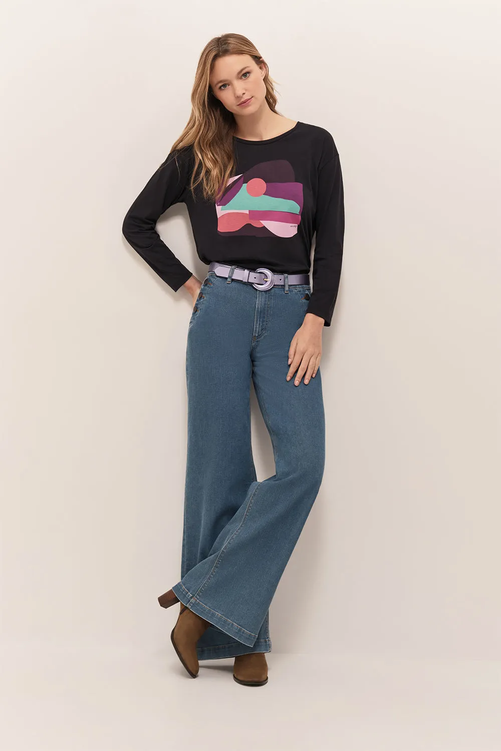 MEZZO - T-shirt marine visuel paysage abstrait
