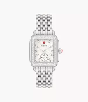 MICHELE Deco Mid 29mm Silver Diamond Women's Watch MWW06V000122