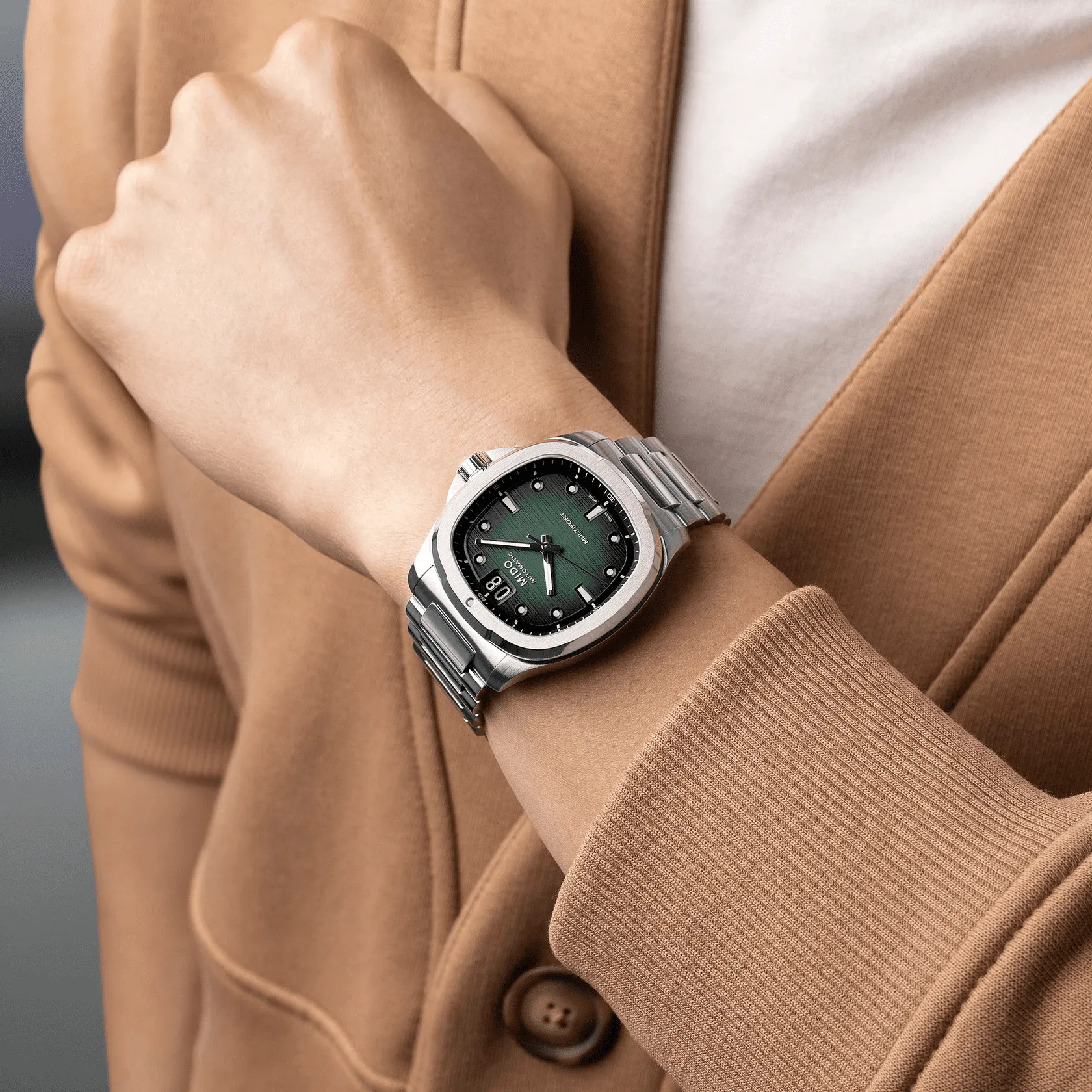 Mido Multifort TV Big Date Green Dial Steel Men's Watch M0495261109100