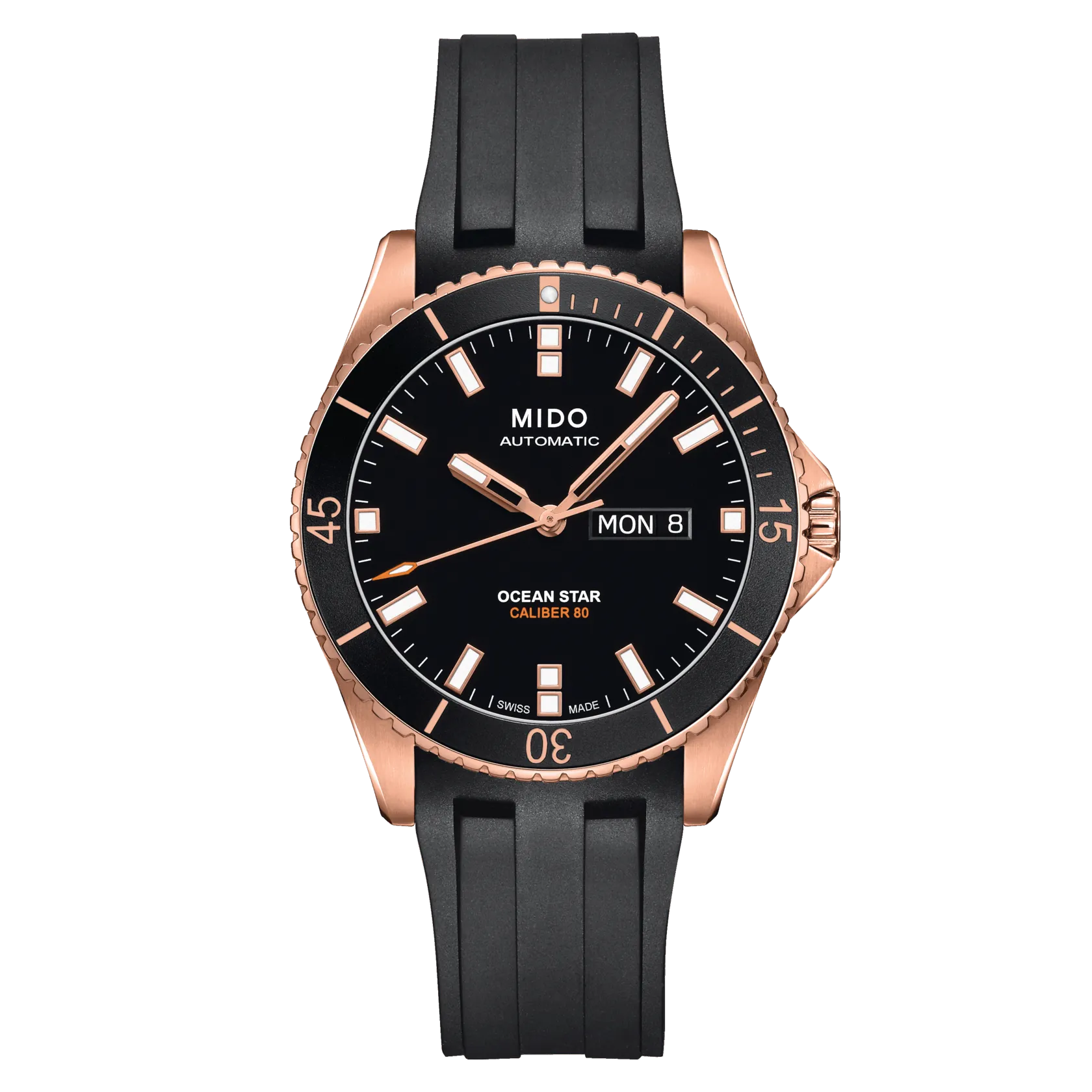 Mido Ocean Star 200 Rose Gold Black Strap Men's Watch M0264303705100