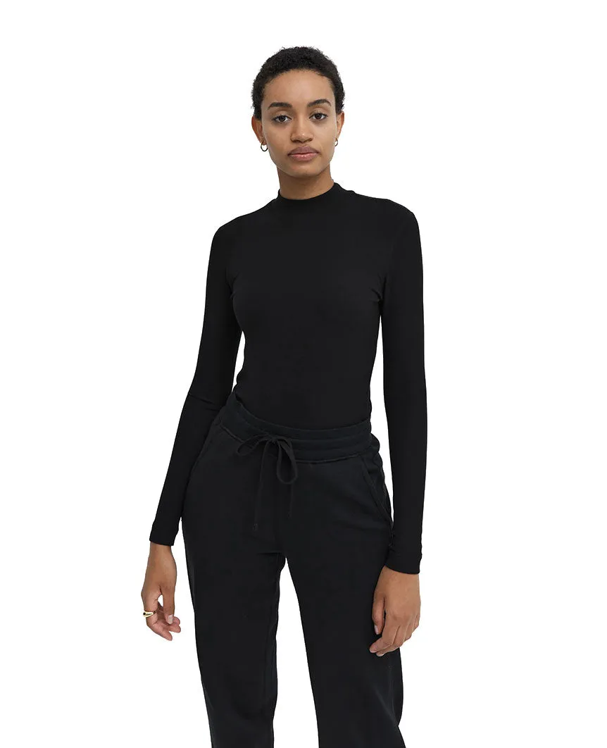 Modal Mockneck Long Sleeve  Womens Black