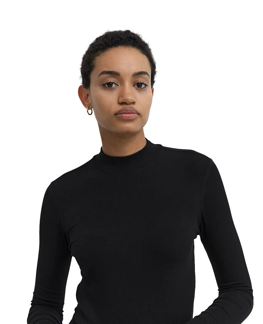 Modal Mockneck Long Sleeve  Womens Black