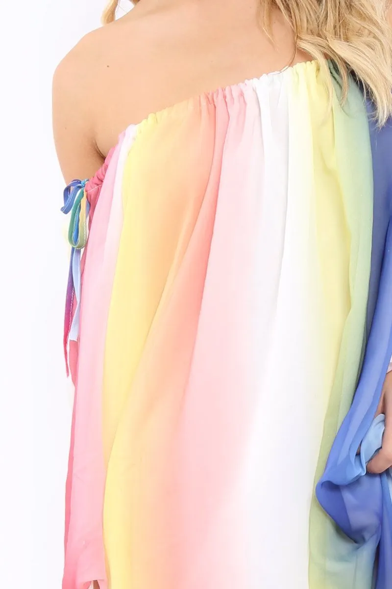 Multi Coloured Bardot Shift Dress - Edie