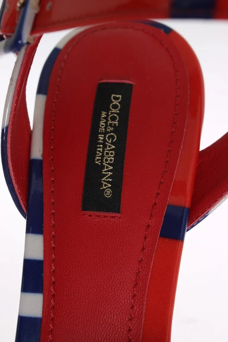 Multicolor Leather Ankle Strap Sandals