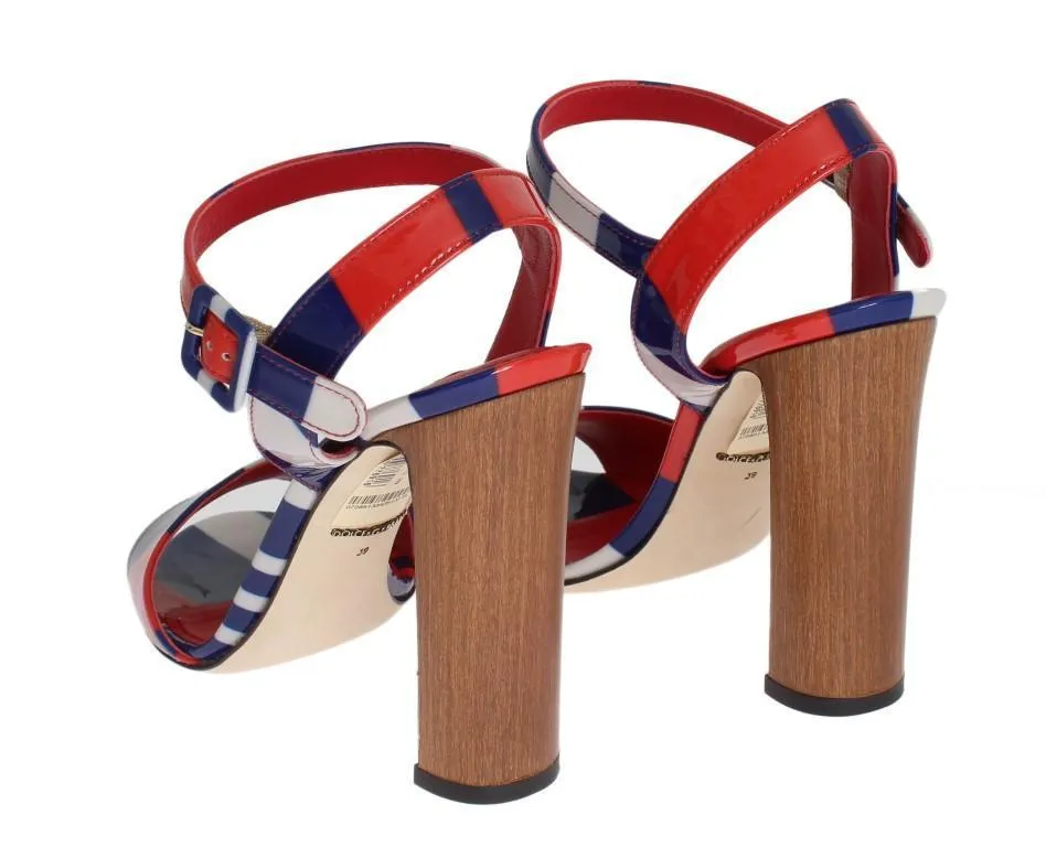 Multicolor Leather Ankle Strap Sandals