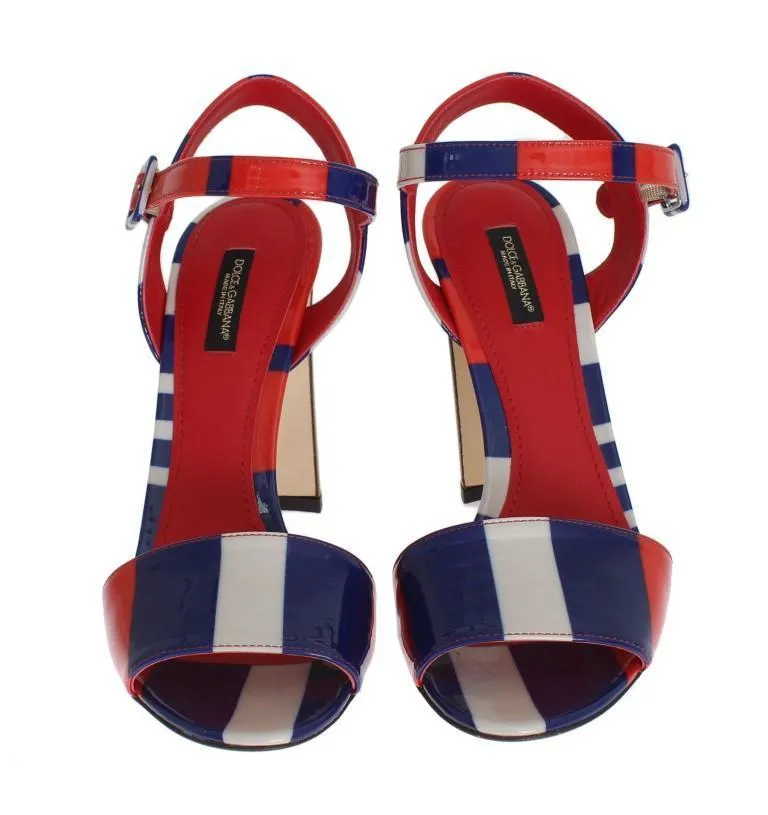 Multicolor Leather Ankle Strap Sandals