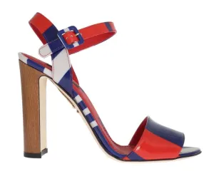 Multicolor Leather Ankle Strap Sandals
