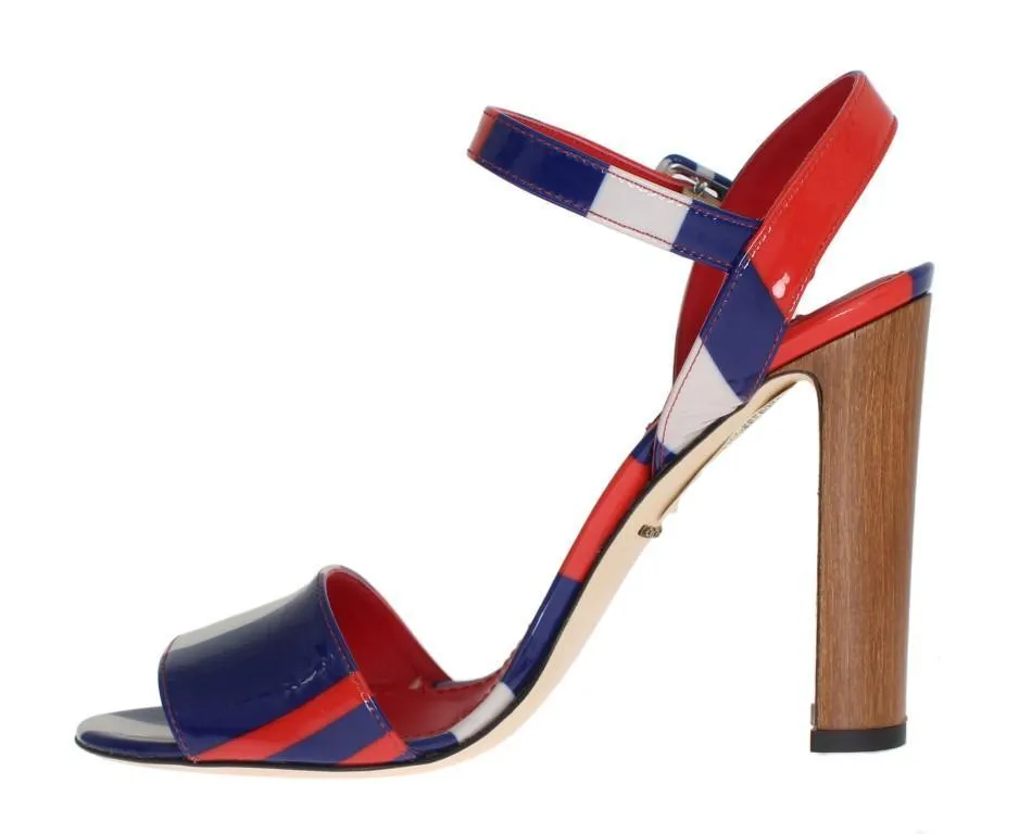 Multicolor Leather Ankle Strap Sandals
