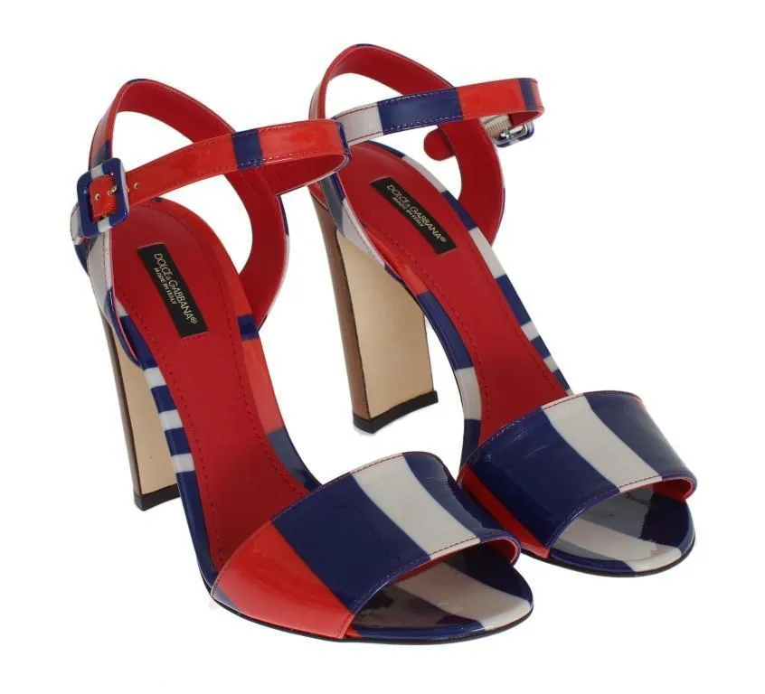 Multicolor Leather Ankle Strap Sandals