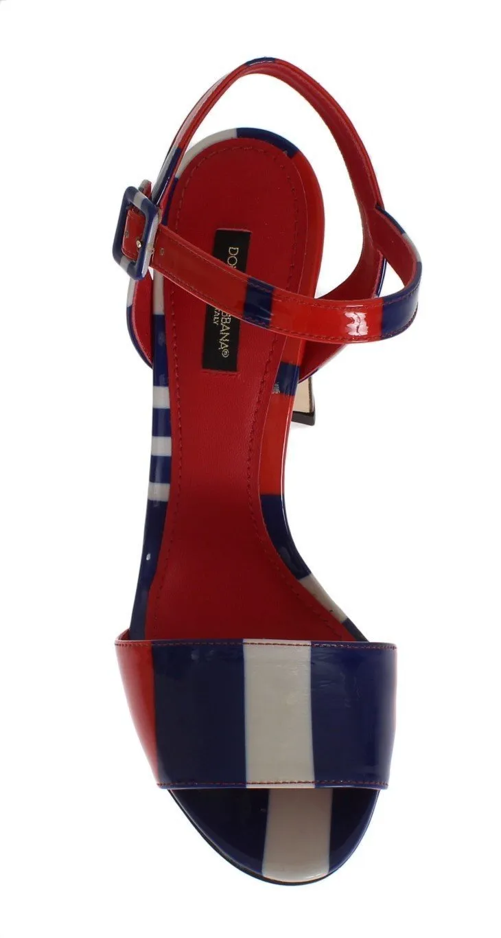 Multicolor Leather Ankle Strap Sandals