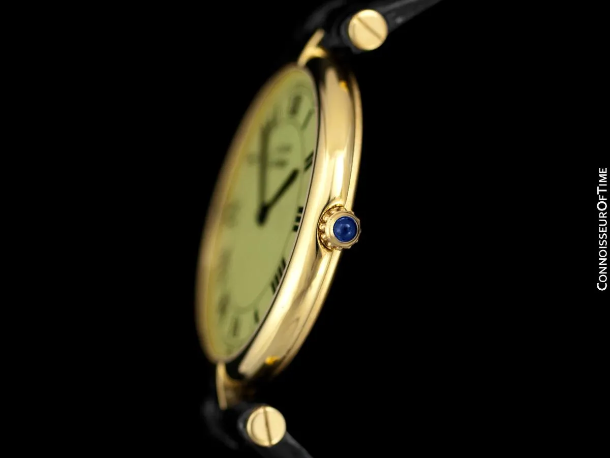 Must De Cartier Vendome Mens Midsize Unisex Vermeil Watch - 18K Gold Over Sterling Silver