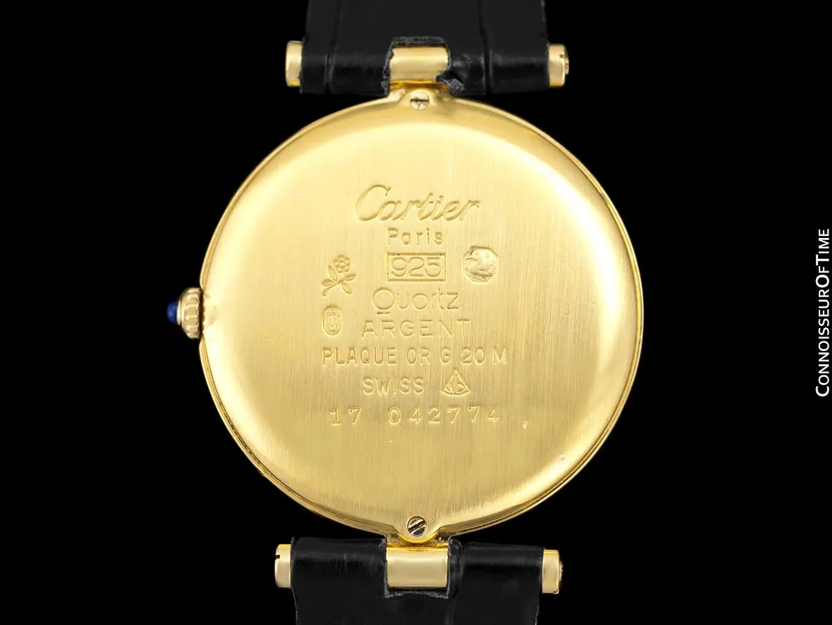 Must De Cartier Vendome Mens Midsize Unisex Vermeil Watch - 18K Gold Over Sterling Silver