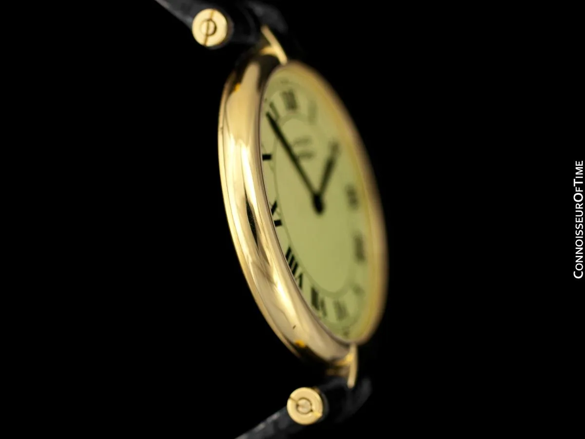Must De Cartier Vendome Mens Midsize Unisex Vermeil Watch - 18K Gold Over Sterling Silver