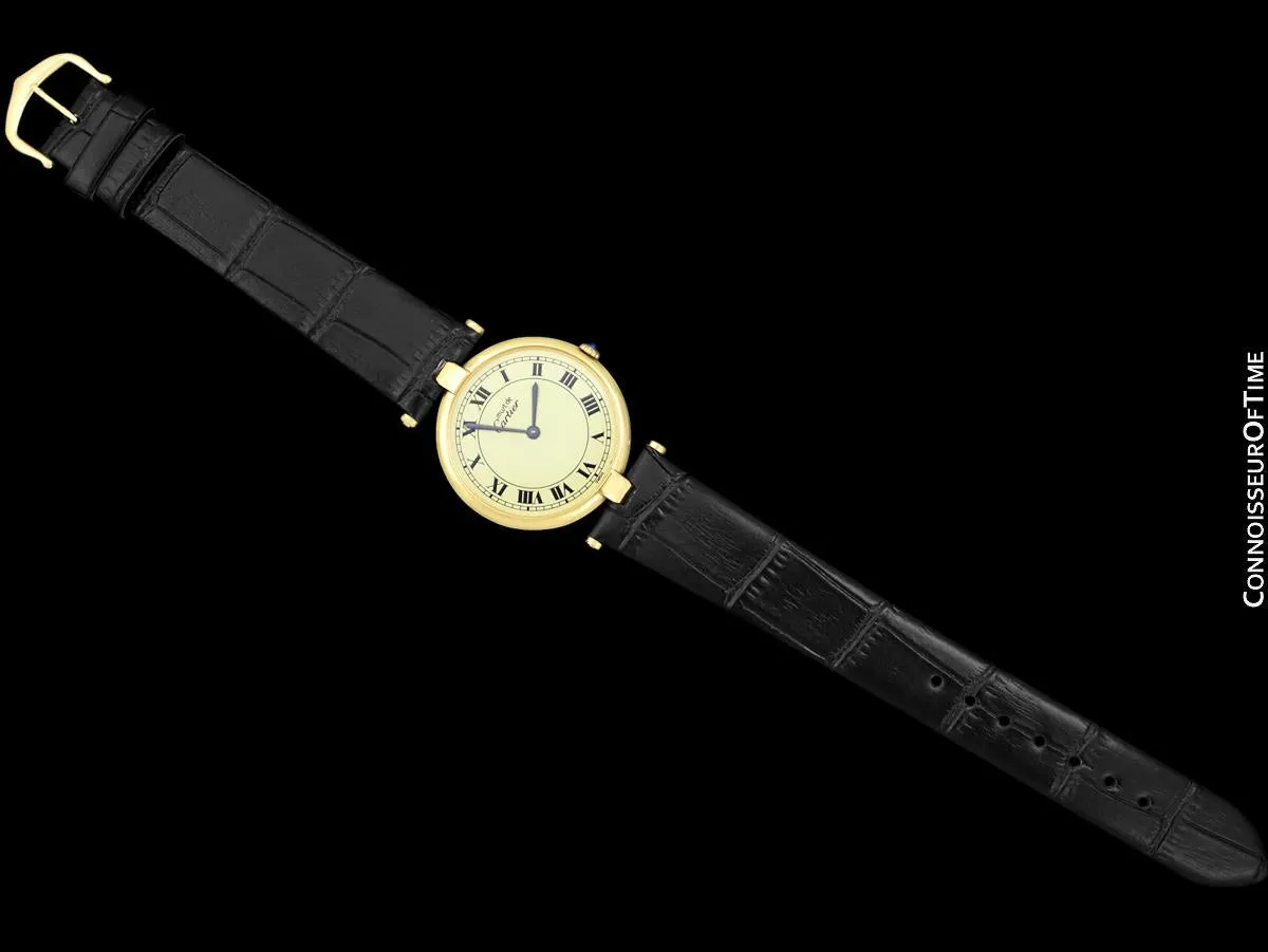 Must De Cartier Vendome Mens Midsize Unisex Vermeil Watch - 18K Gold Over Sterling Silver