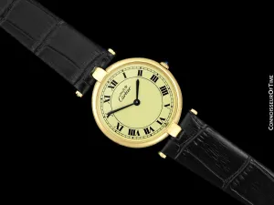 Must De Cartier Vendome Mens Midsize Unisex Vermeil Watch - 18K Gold Over Sterling Silver