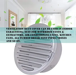 New Stainless Steel Air Vents, 4 Inch Round Louver Grille Cover Wall Ventilation Outlet Soffit Vents with Built-in Screen Mesh for House (4'')