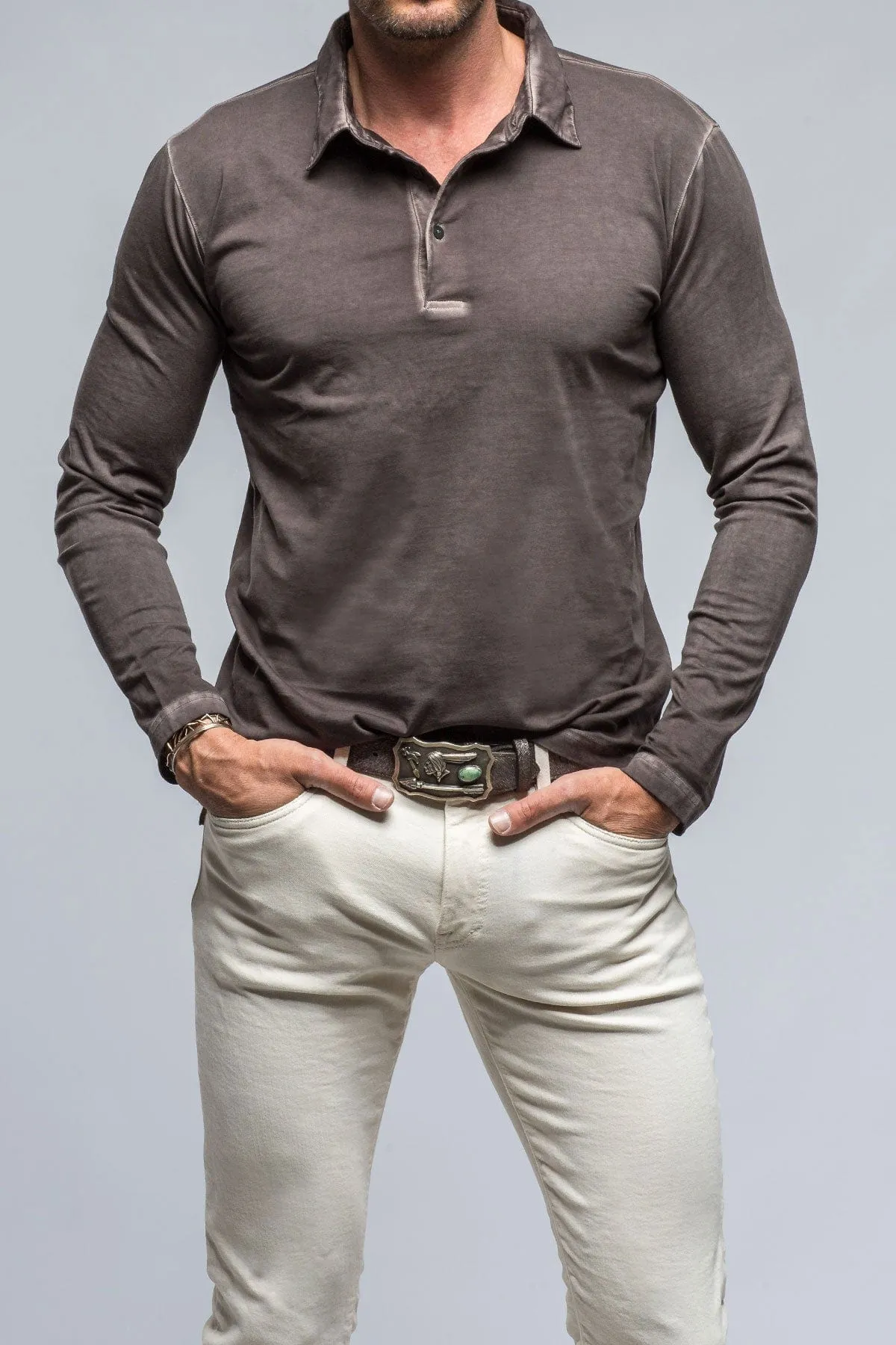 Newport Cotton Polo in Basalt