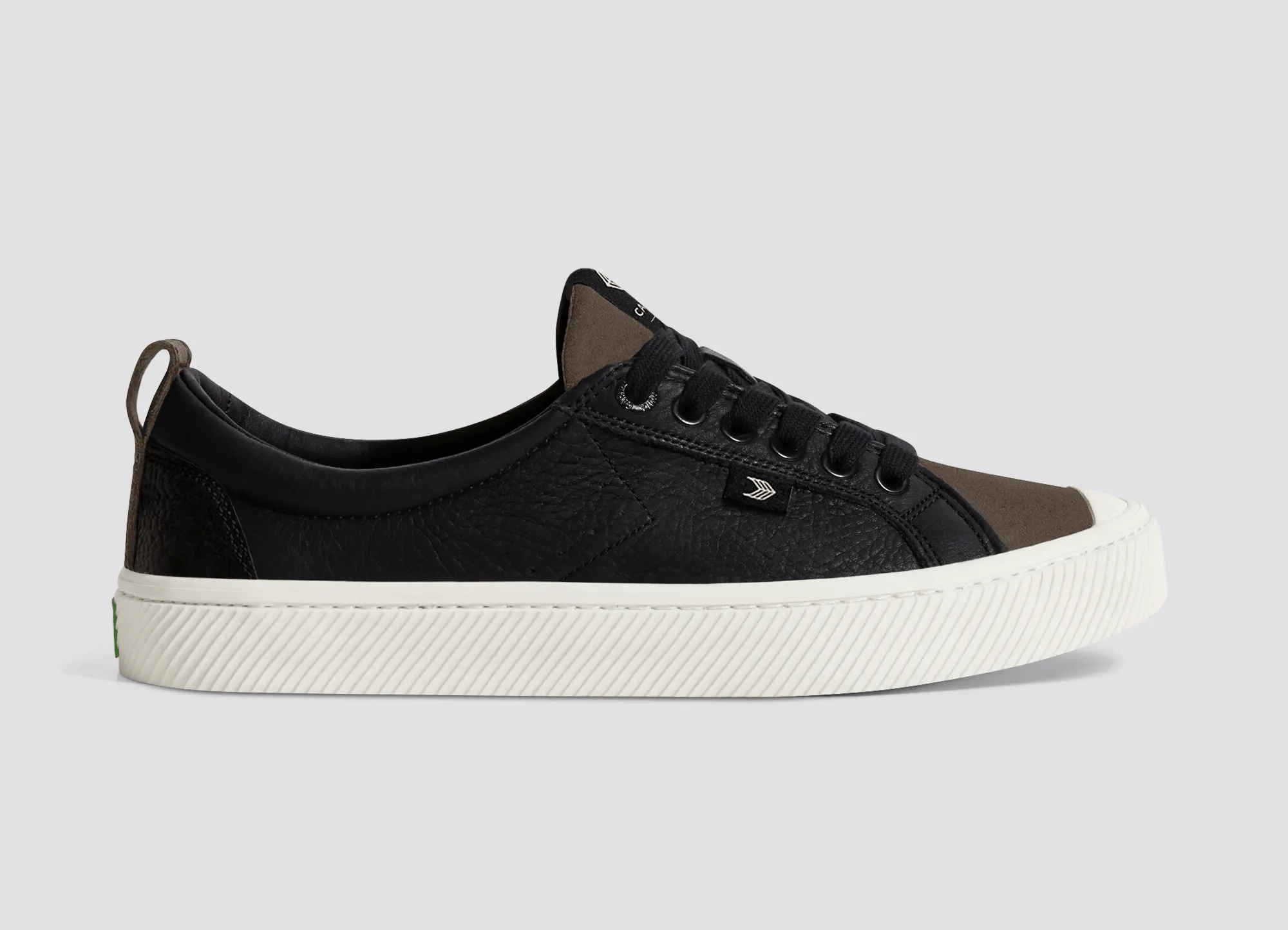 OCA Low Black Premium Leather Dark Khaki Suede Sneaker Men