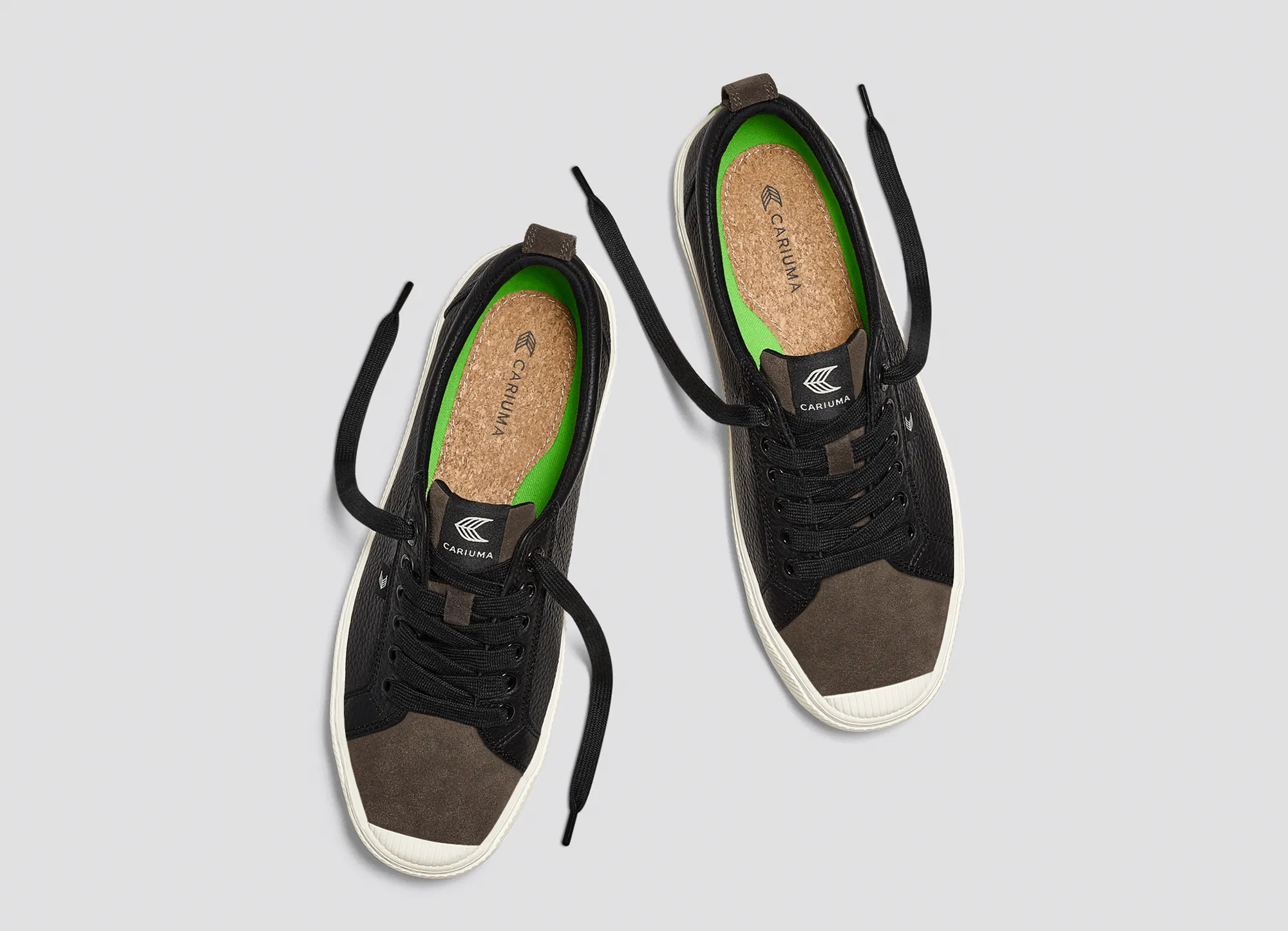 OCA Low Black Premium Leather Dark Khaki Suede Sneaker Men
