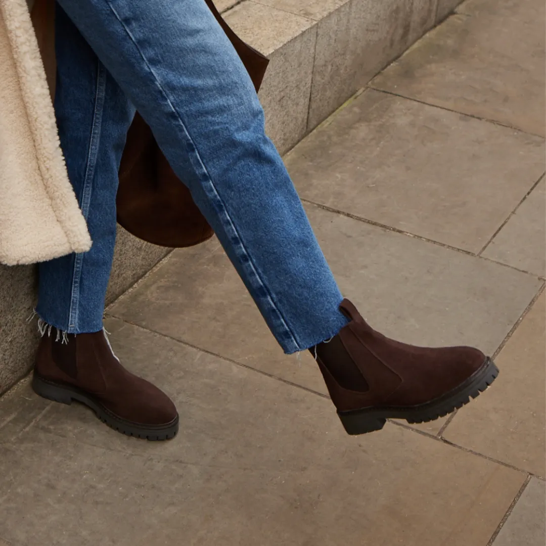 PAIGE BROWN SUEDE CHELSEA BOOT