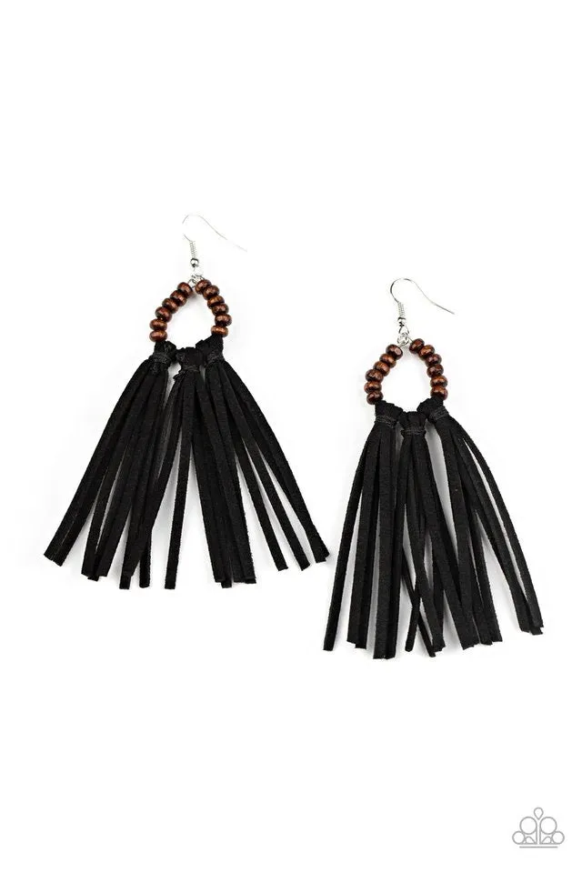 Paparazzi Easy To PerSUEDE  Earrings Black