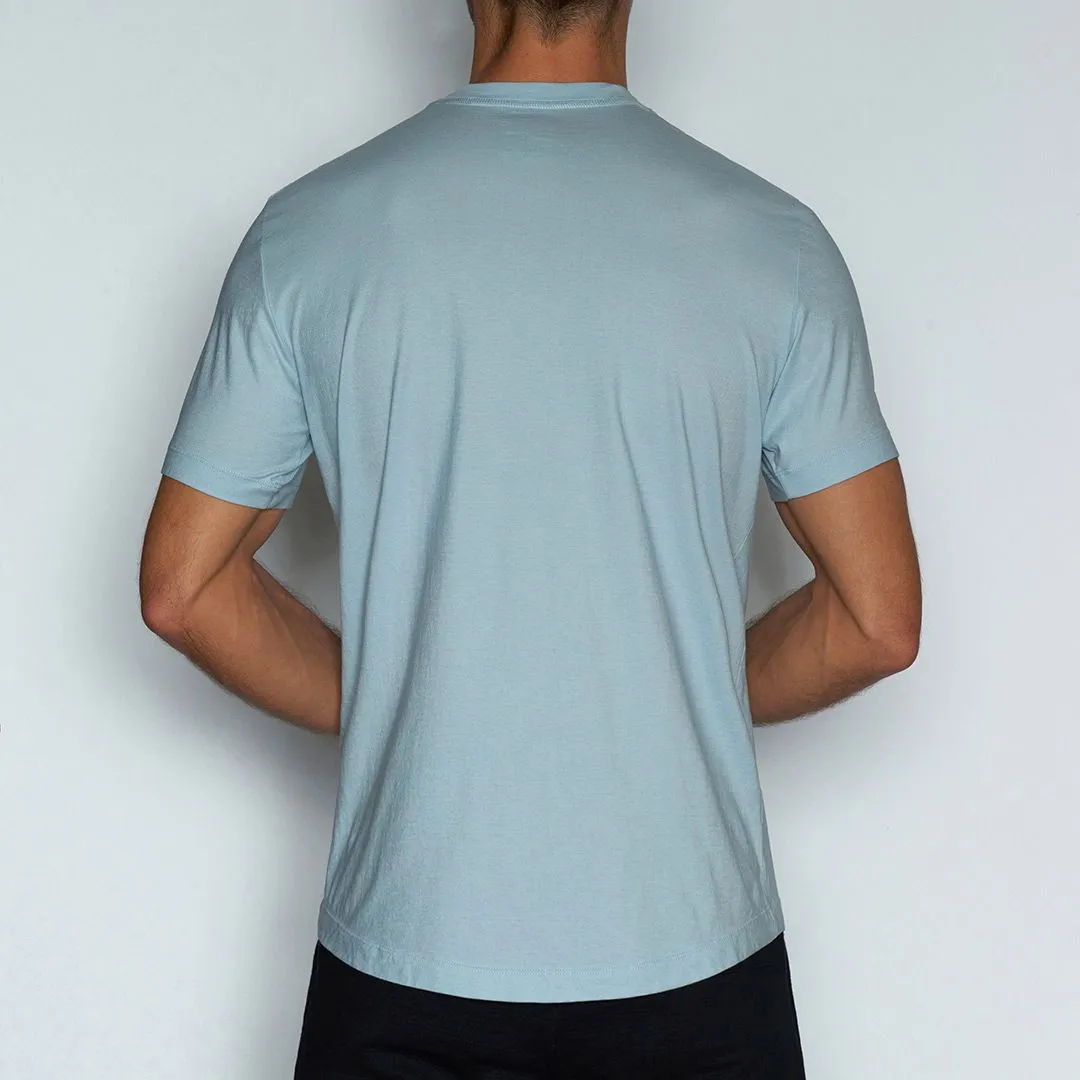 Perfect Pima Relaxed Deep V-Neck T-Shirt Blythe Blue