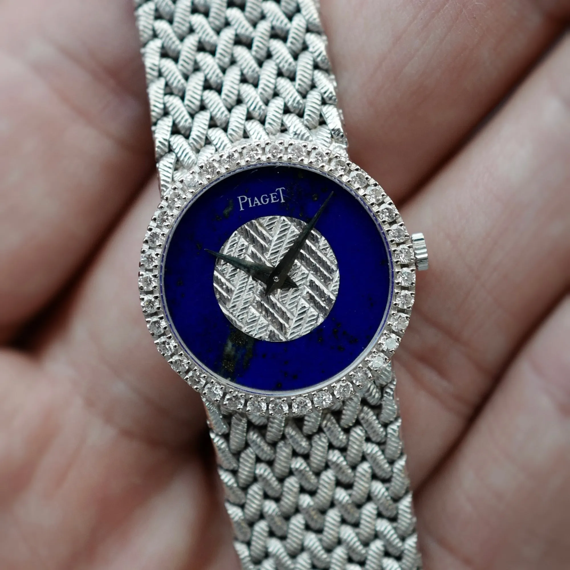 Piaget White Gold Lapis Watch Diamond Ref. 9706