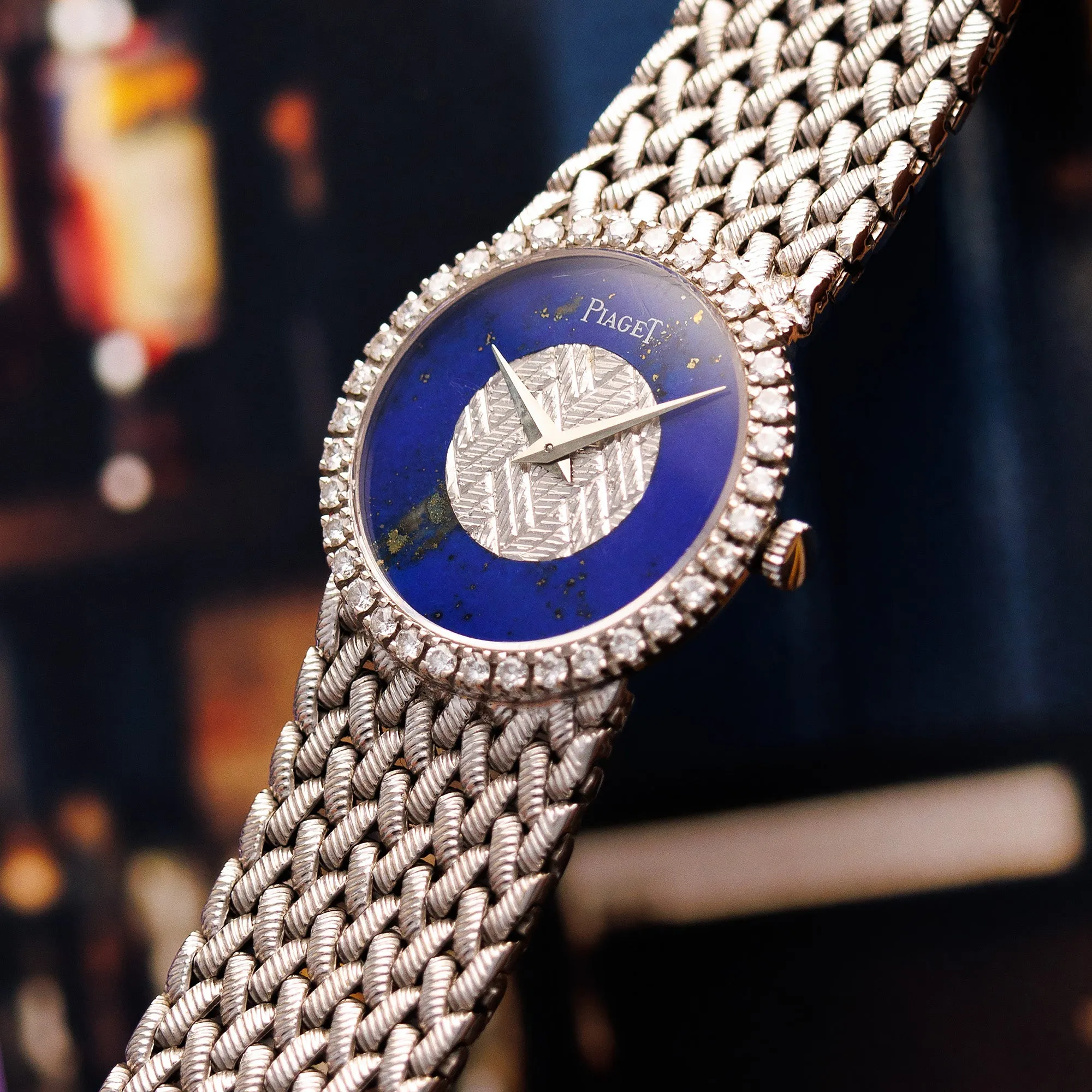 Piaget White Gold Lapis Watch Diamond Ref. 9706