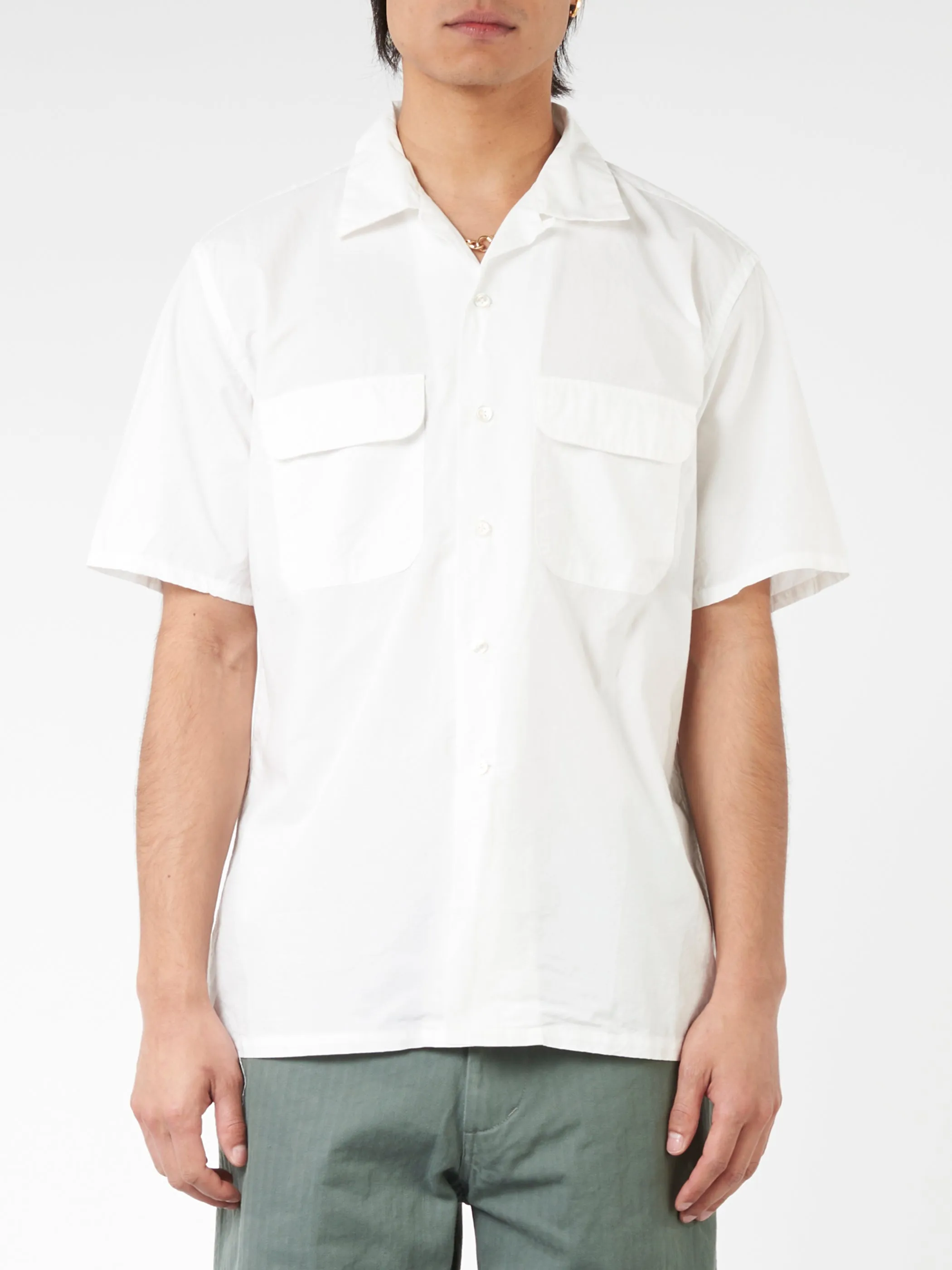 Pima Cotton Short Sleeve Open Collar Shirt