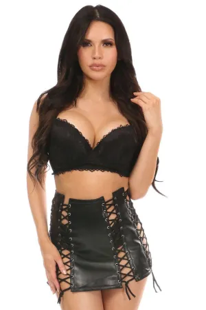 Plus Size Patent Lace Up Skirt