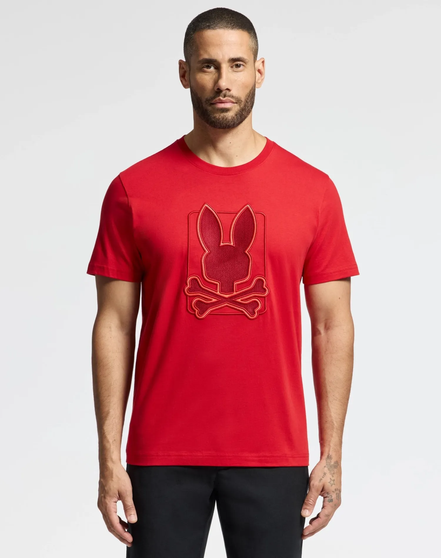 Psycho Bunny Pierce Embroidered Graphic Tee - Brilliant Red