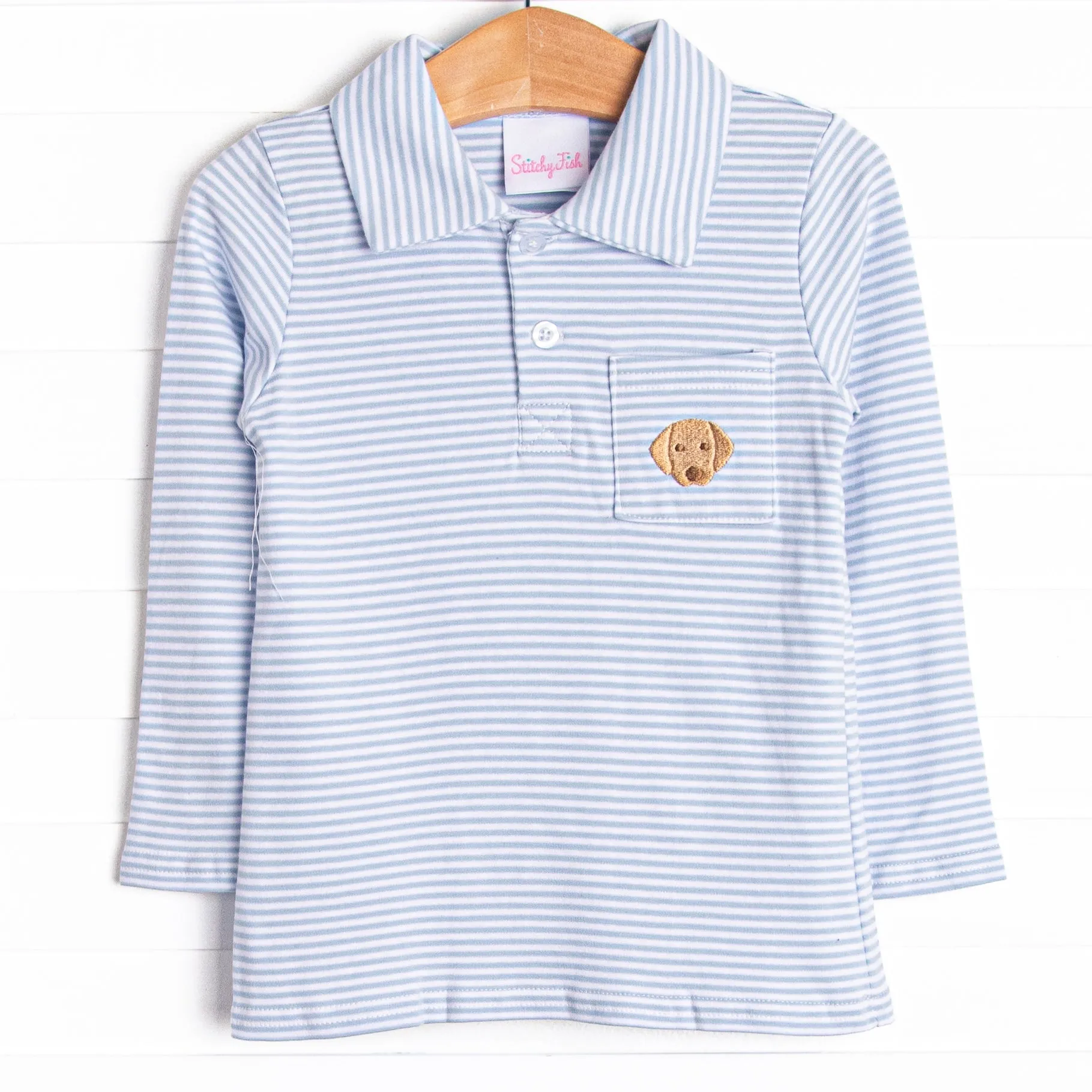 Pups and Paws Pima Embroidered Shirt, Blue