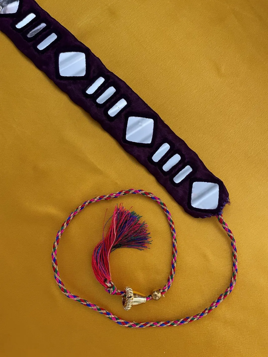 Purple Fabric Waist-Belt  Mirror Work Banjara Kamar-Bandh