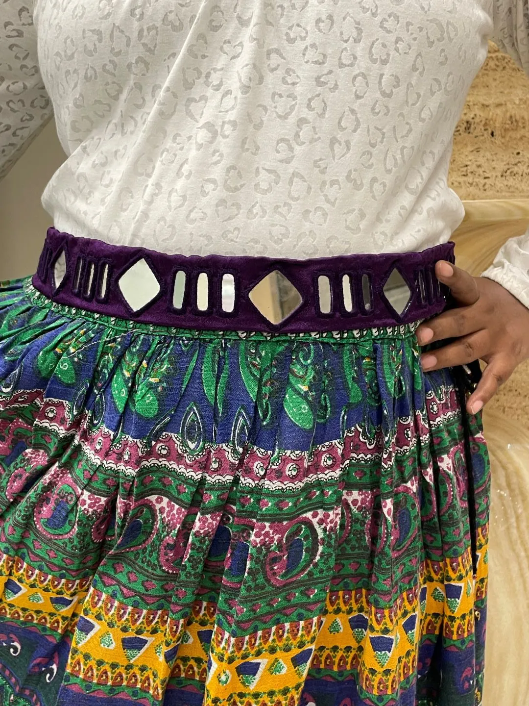 Purple Fabric Waist-Belt  Mirror Work Banjara Kamar-Bandh
