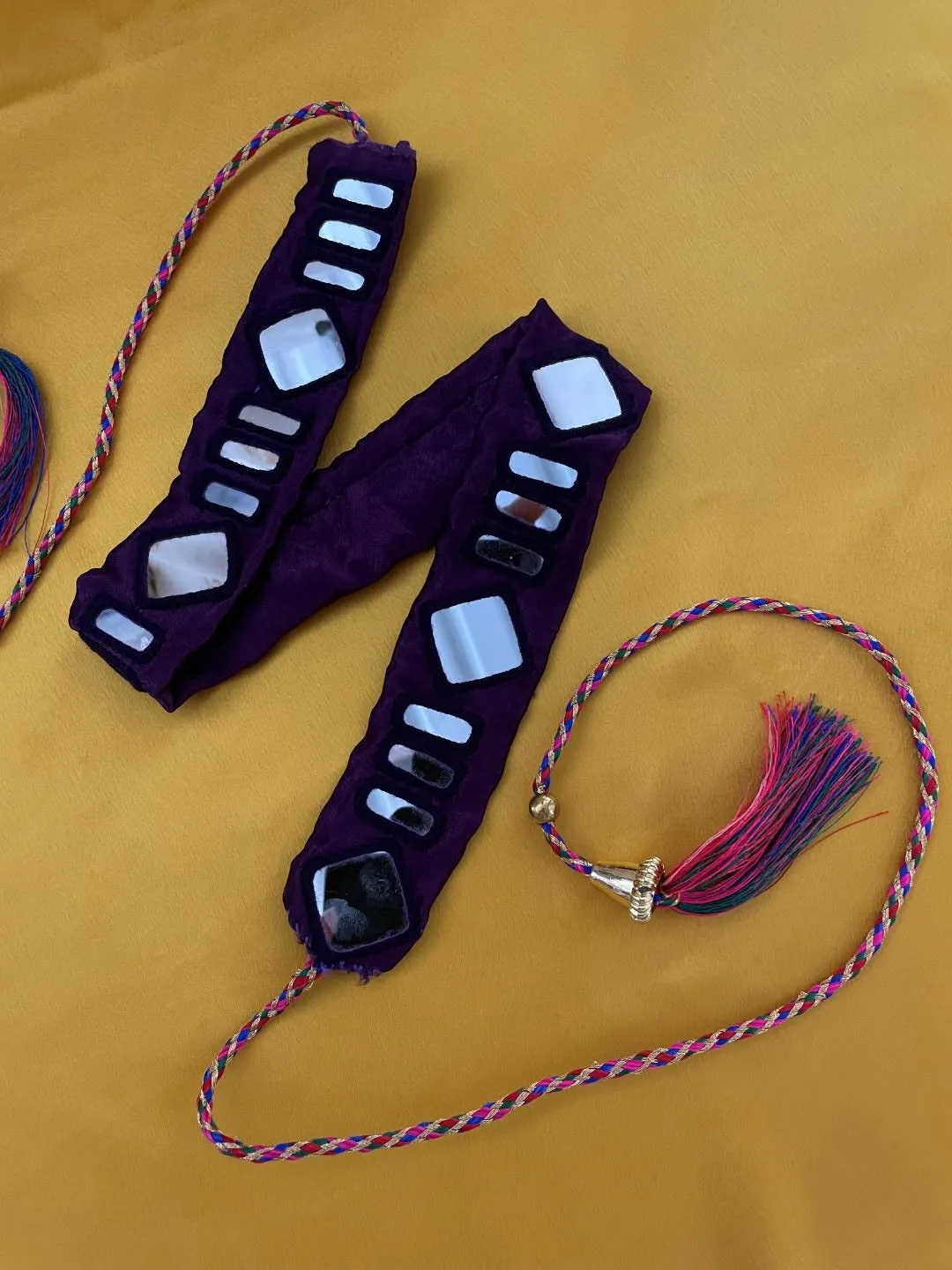 Purple Fabric Waist-Belt  Mirror Work Banjara Kamar-Bandh