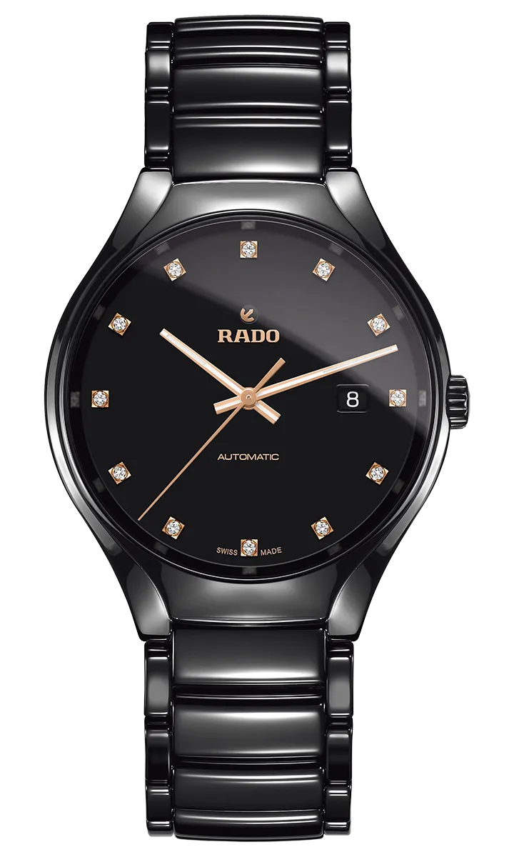 RADO True Automatic 12 Diamonds 40mm Black Ceramic Men's Watch R27056732
