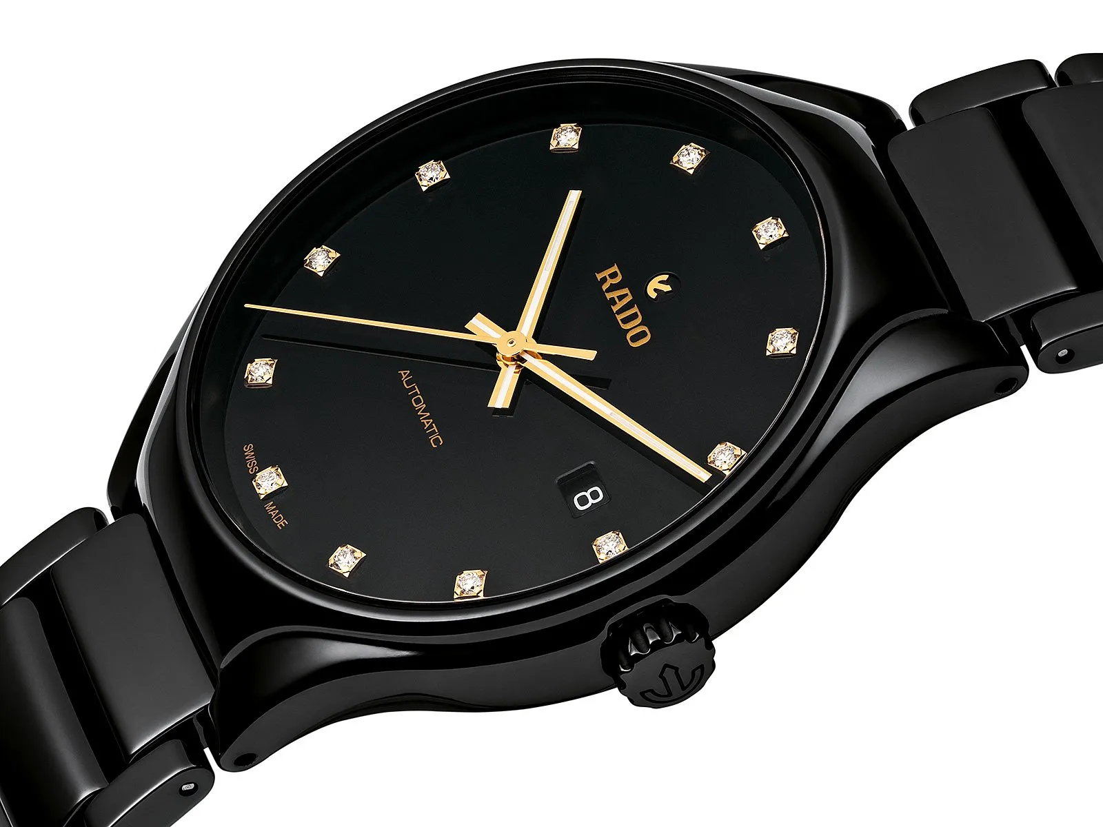 RADO True Automatic 12 Diamonds 40mm Black Ceramic Men's Watch R27056732