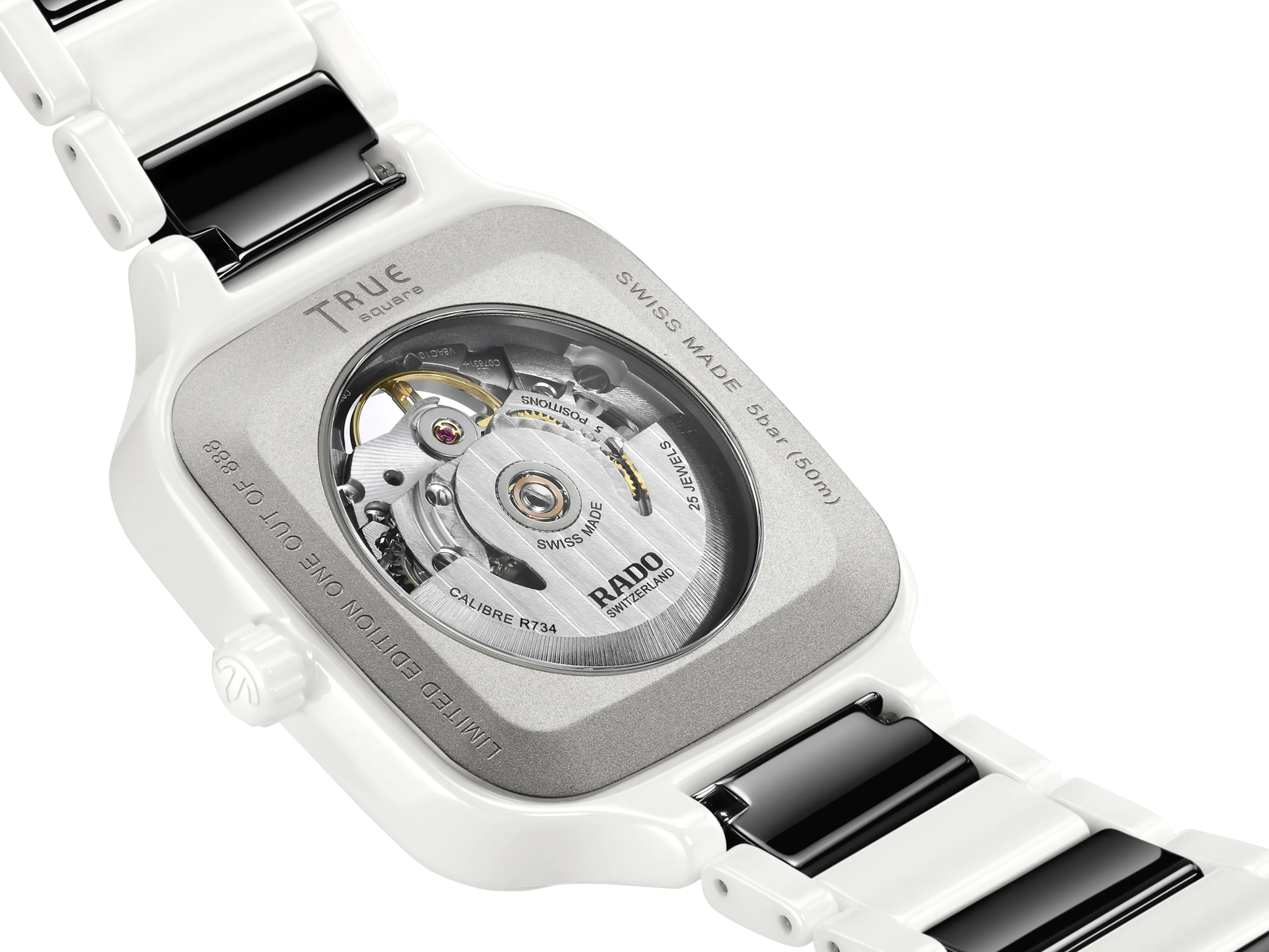 RADO True Square Automatic Open Heart White-Black 38mm Limited Edition Unisex Watch R27073752