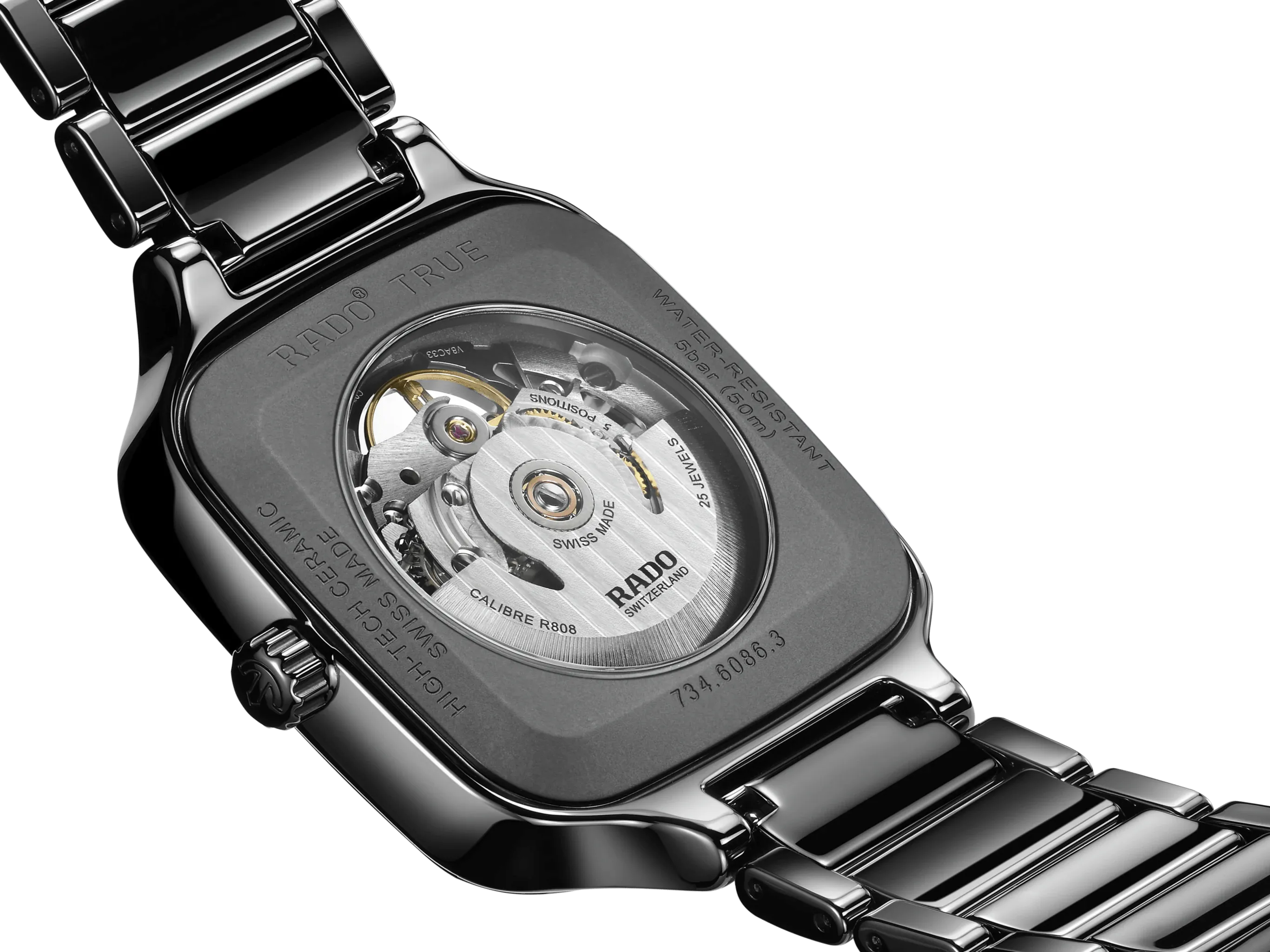 RADO True Square Automatic Skeleton Black Ceramic 38mm Men's Watch R27124162