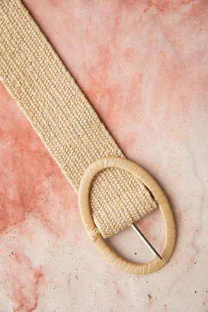 Raffia Oval Buckle Belt