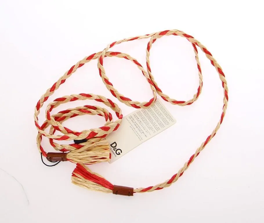 Red Fabric Leather Logo Belt