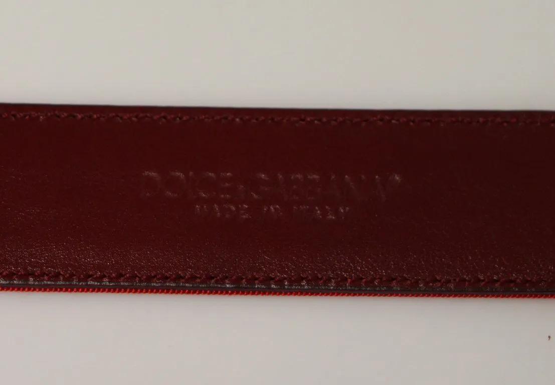 Red Fabric Silver Logo Belt