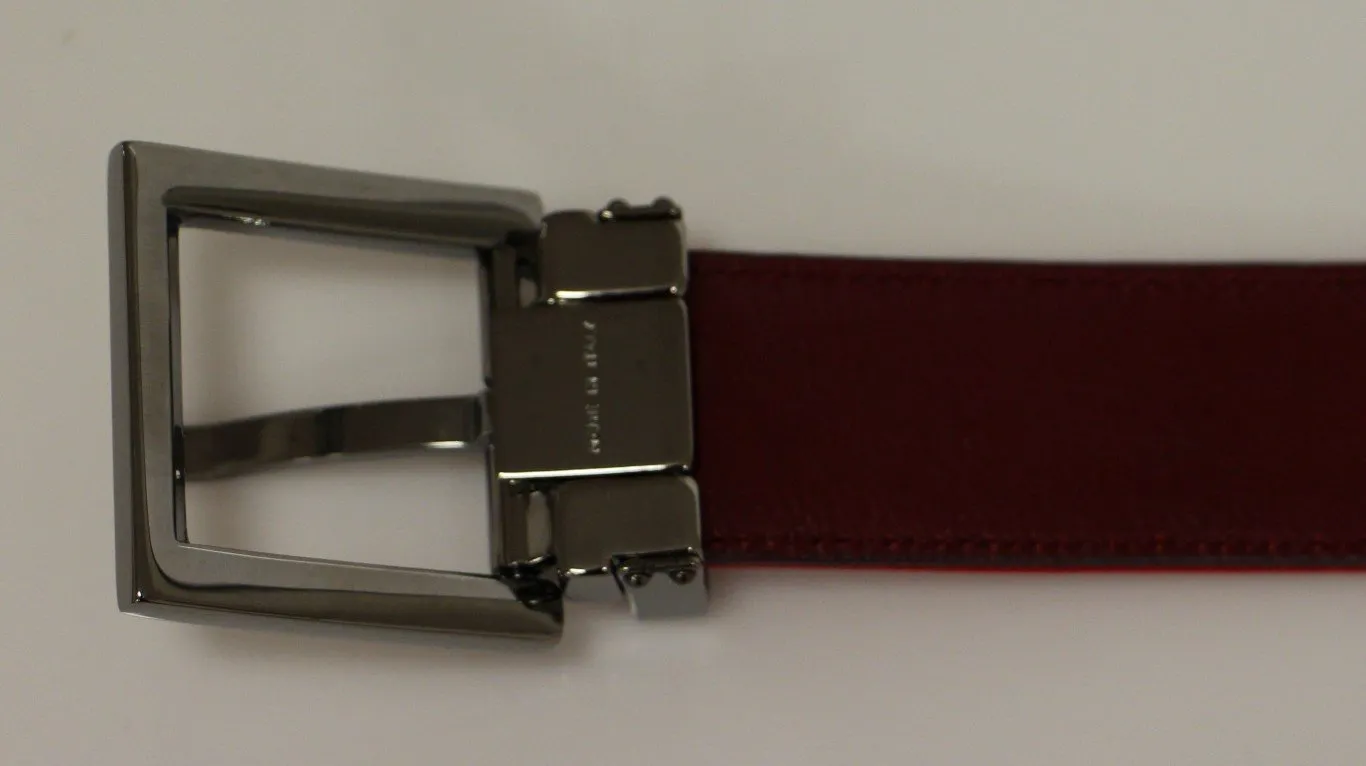 Red Fabric Silver Logo Belt