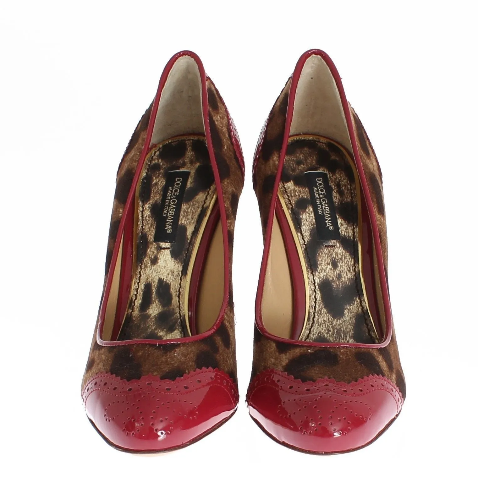 Red Leopard Leather Heels Pumps Shoes