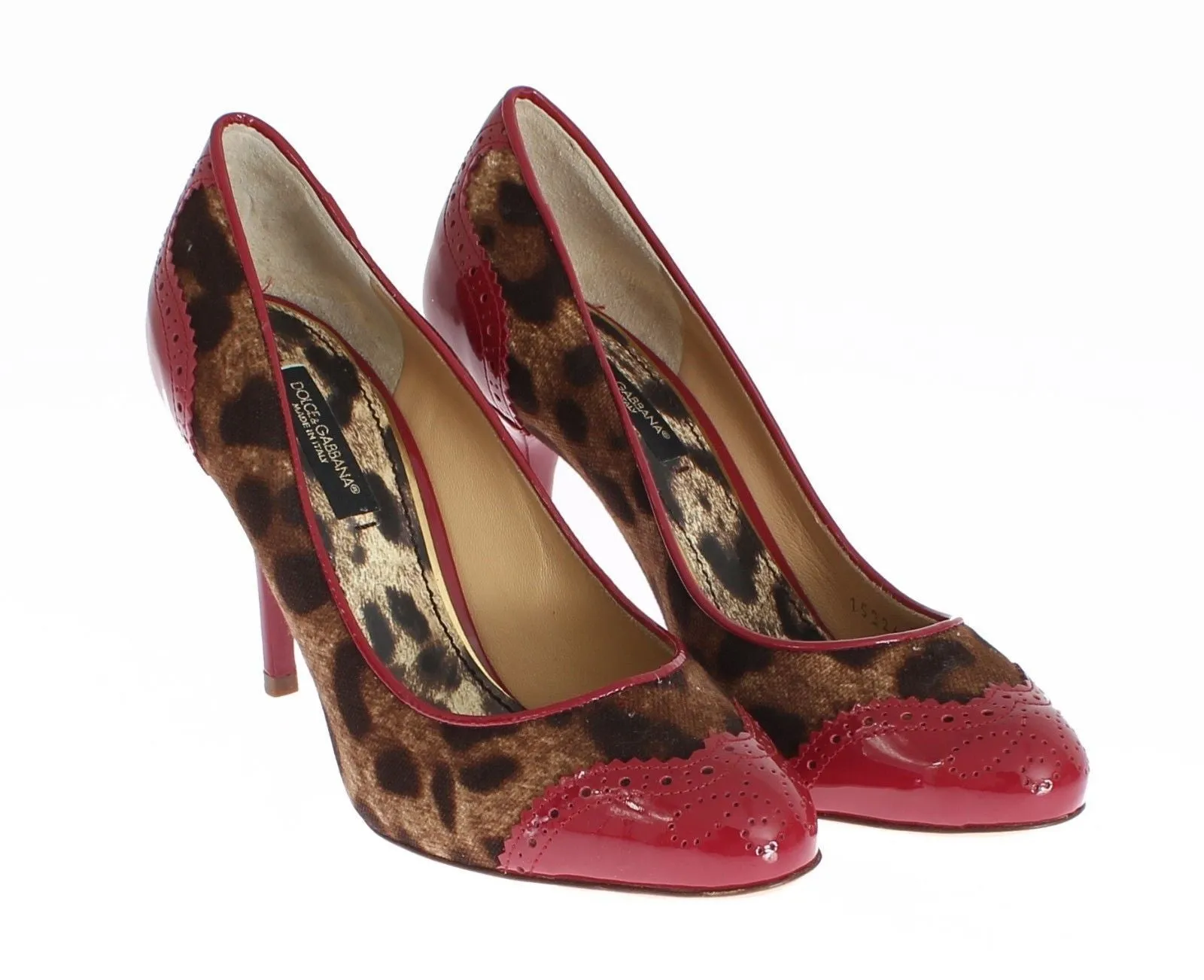 Red Leopard Leather Heels Pumps Shoes