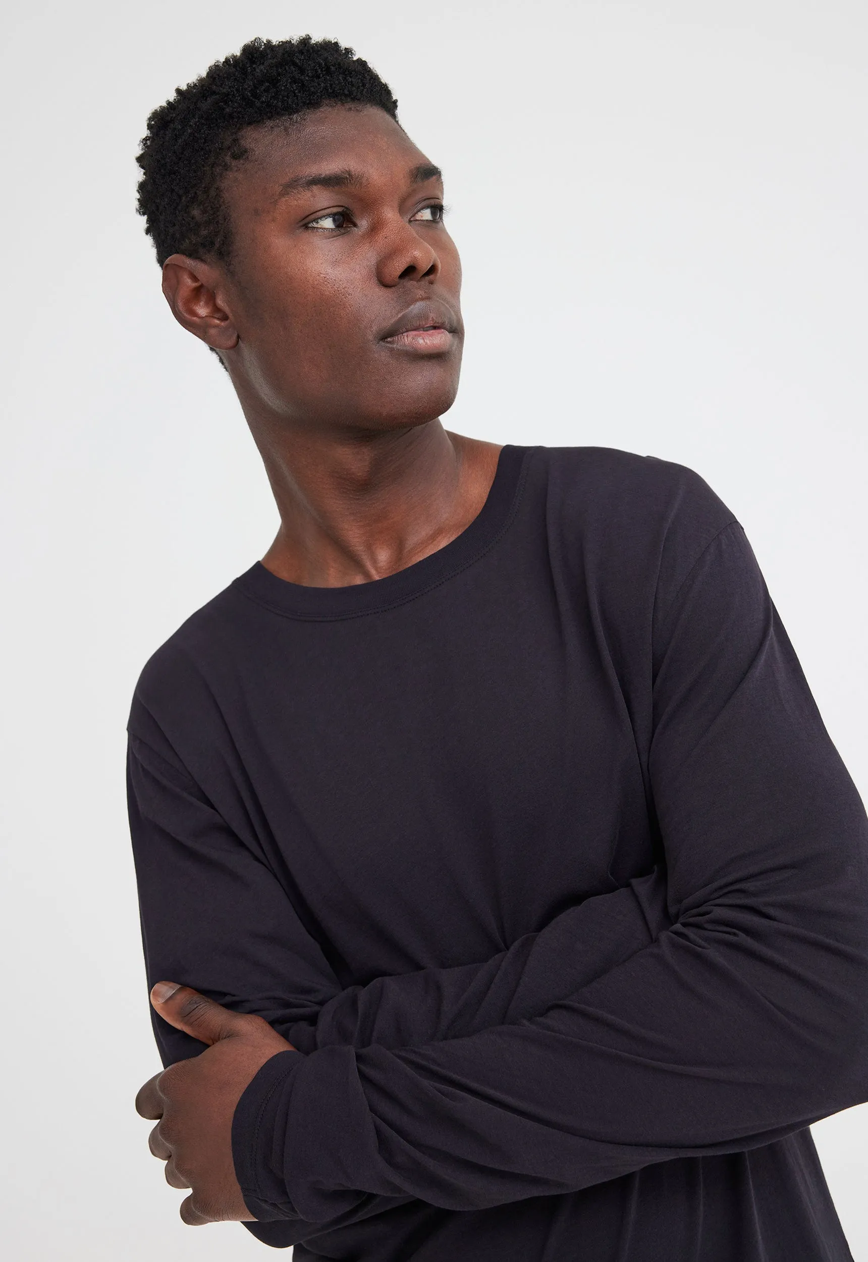 Reggie Cotton Long Sleeve Tee - Black