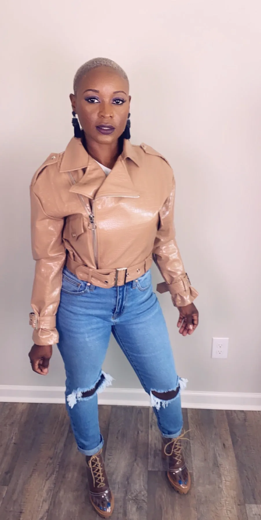 Rida  Biker Jacket- Camel
