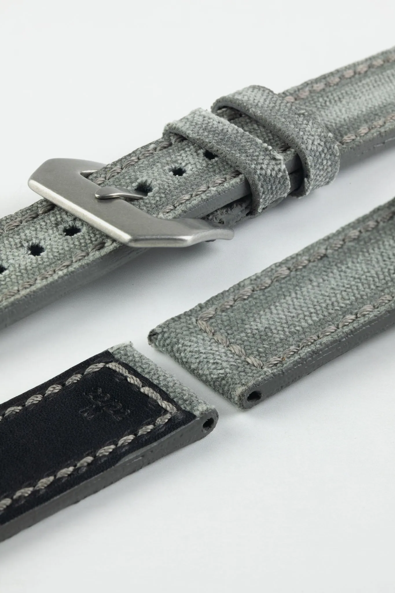 RIOS1931 MARYLAND Genuine Vintage Canvas Watch Strap in STONE GREY